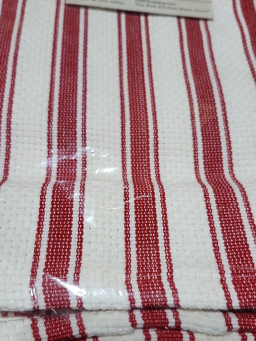 CHEFS PROFESSIONAL GRADE HEAVYWEIGHT COTTON RED WOVEN STRIPED SET-OF-3 TOWELS